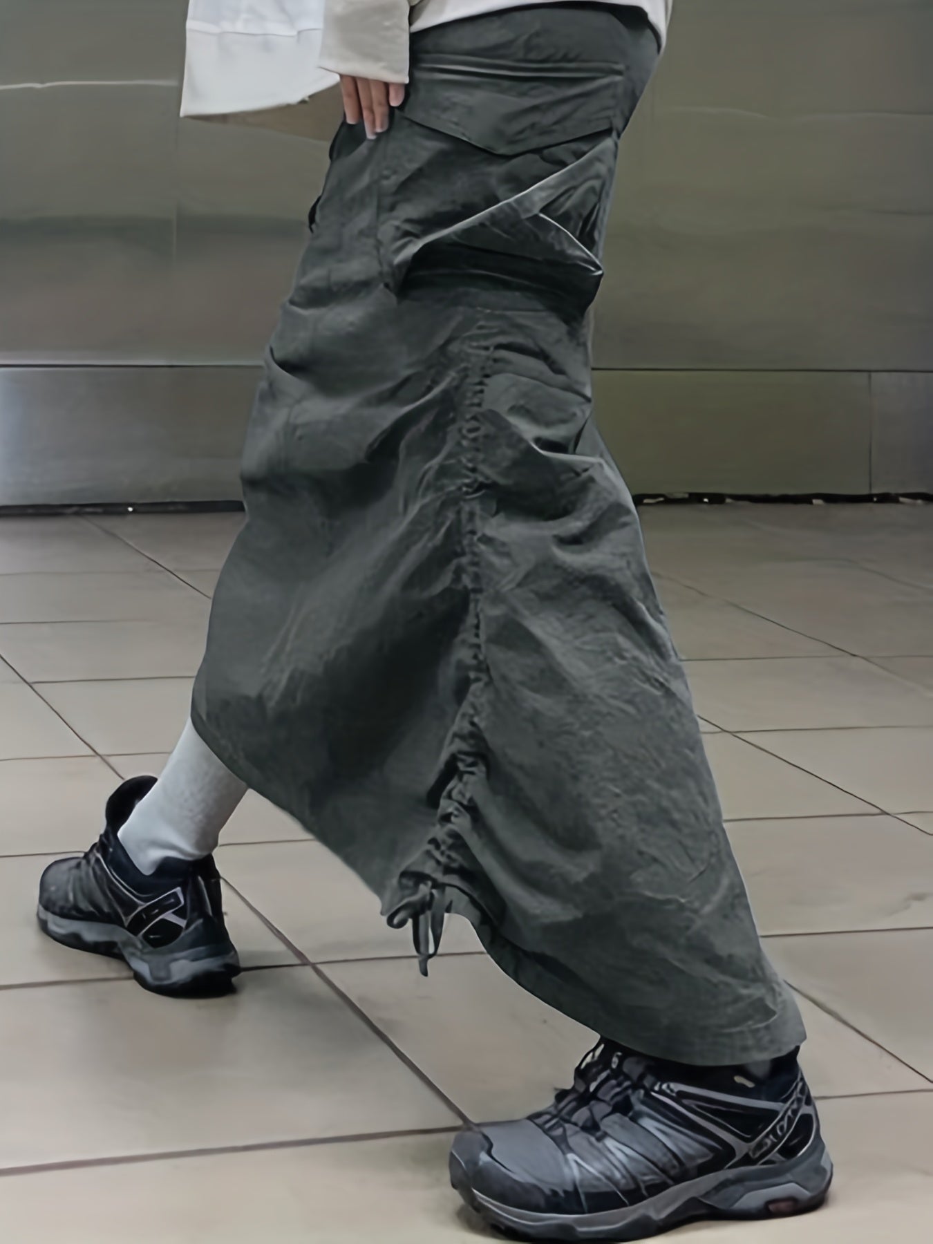 Y2K Cargo Skirt Side Drawstring Flap Pockets Spring Summer Women's Clothing