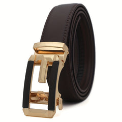 Men's PU Leather Belt Automatic Buckle Casual Pants Belt Size 49 2in
