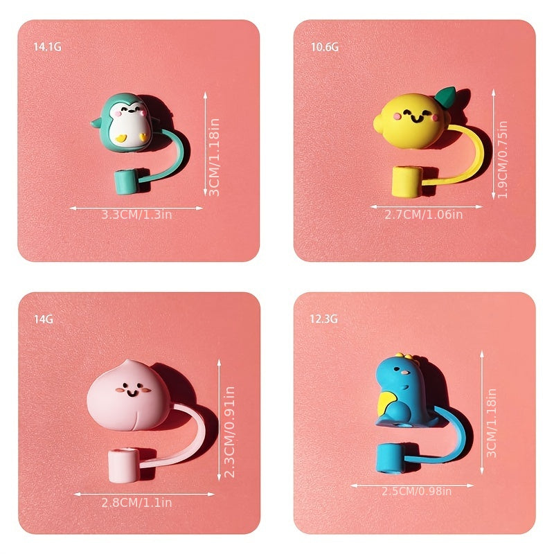 Cartoon Silicone Straw Plug Dustproof Reusable Straw Plug