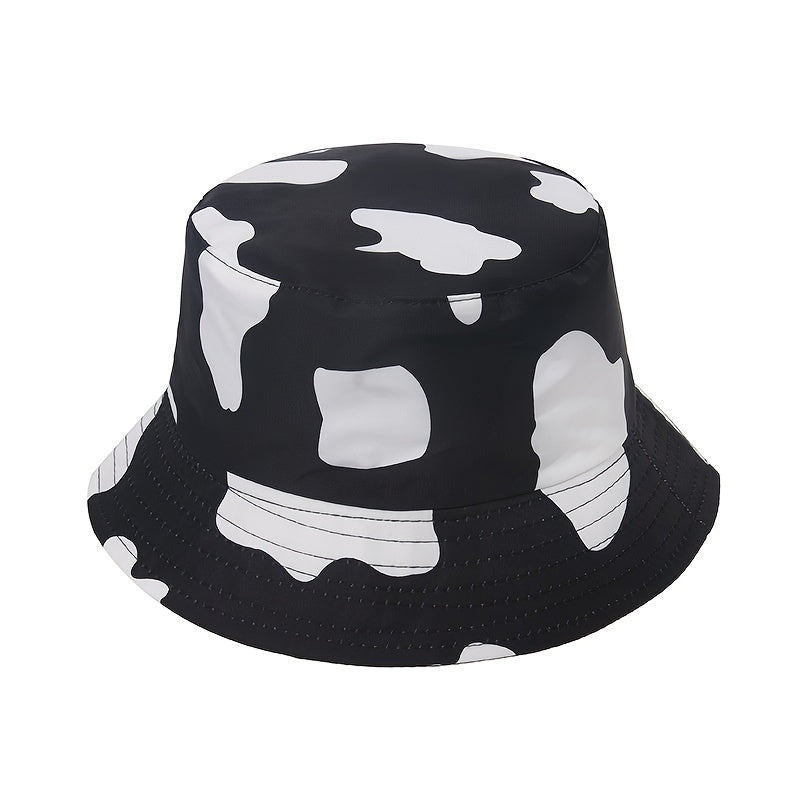 Graffiti Print Double Sided Cow Fisherman Hat