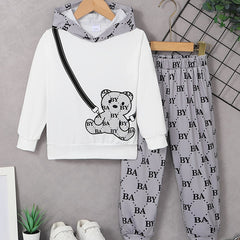 Toddler Boy's Allover Print Outfit 2pcs Set with Bear Crossbody Bag