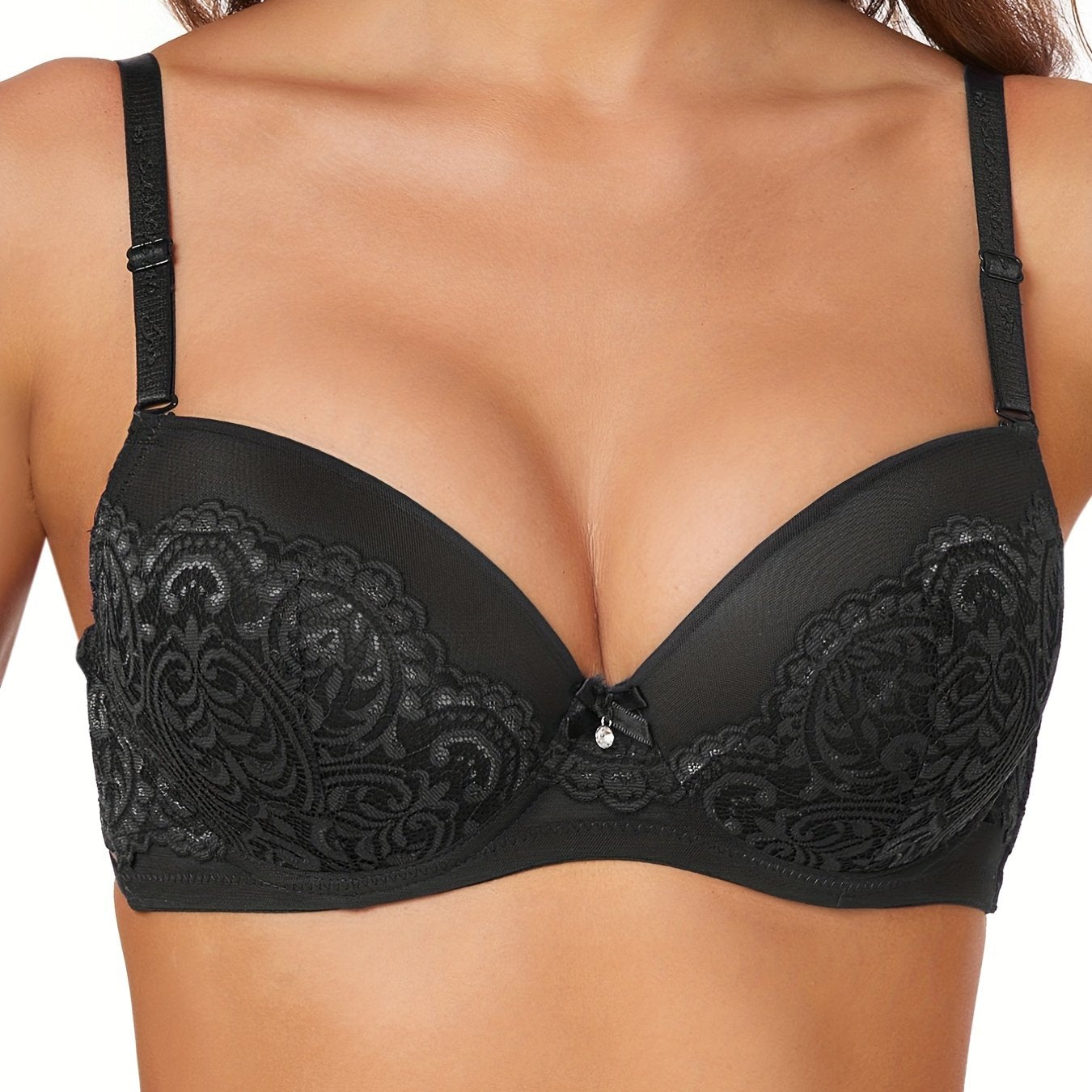 Contrast Lace Push Up Bra Anti Sagging Women's Lingerie