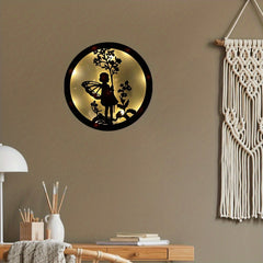 Children's Room LED Wall Clock Creative Lamp Retro Wooden Sign Hanging Lamp