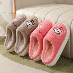 Women's Fluffy Slippers Slip On Round Toe Non-slip Home Shoes