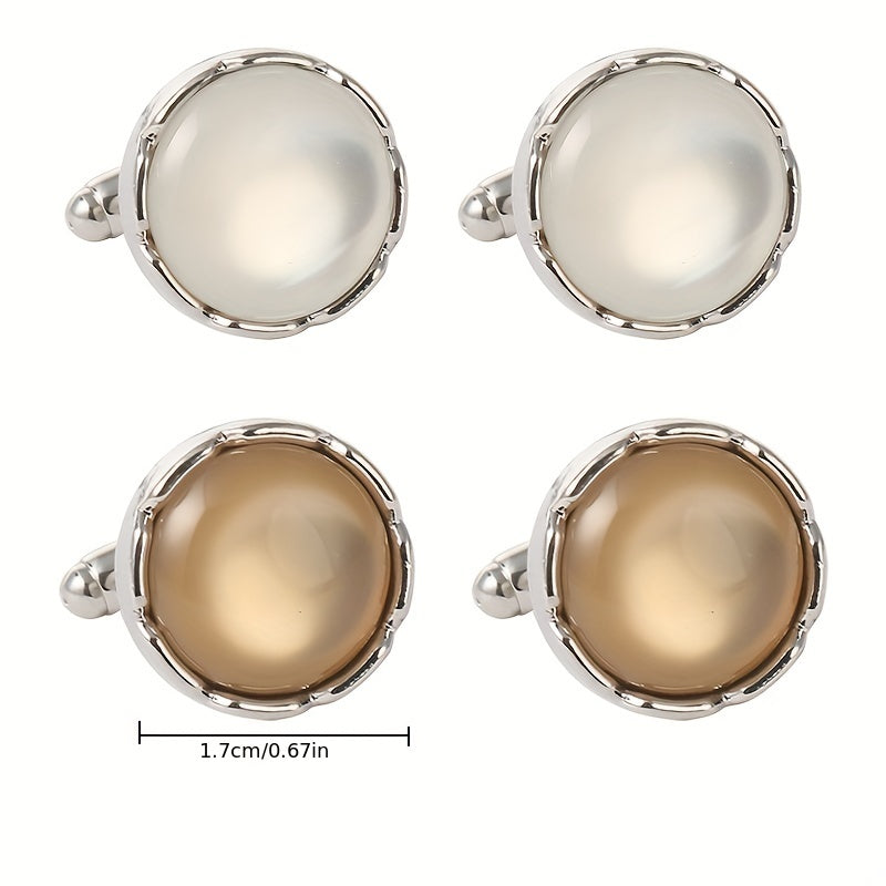 Round Inlaid Artificial Diamond Cufflinks French Couple Style