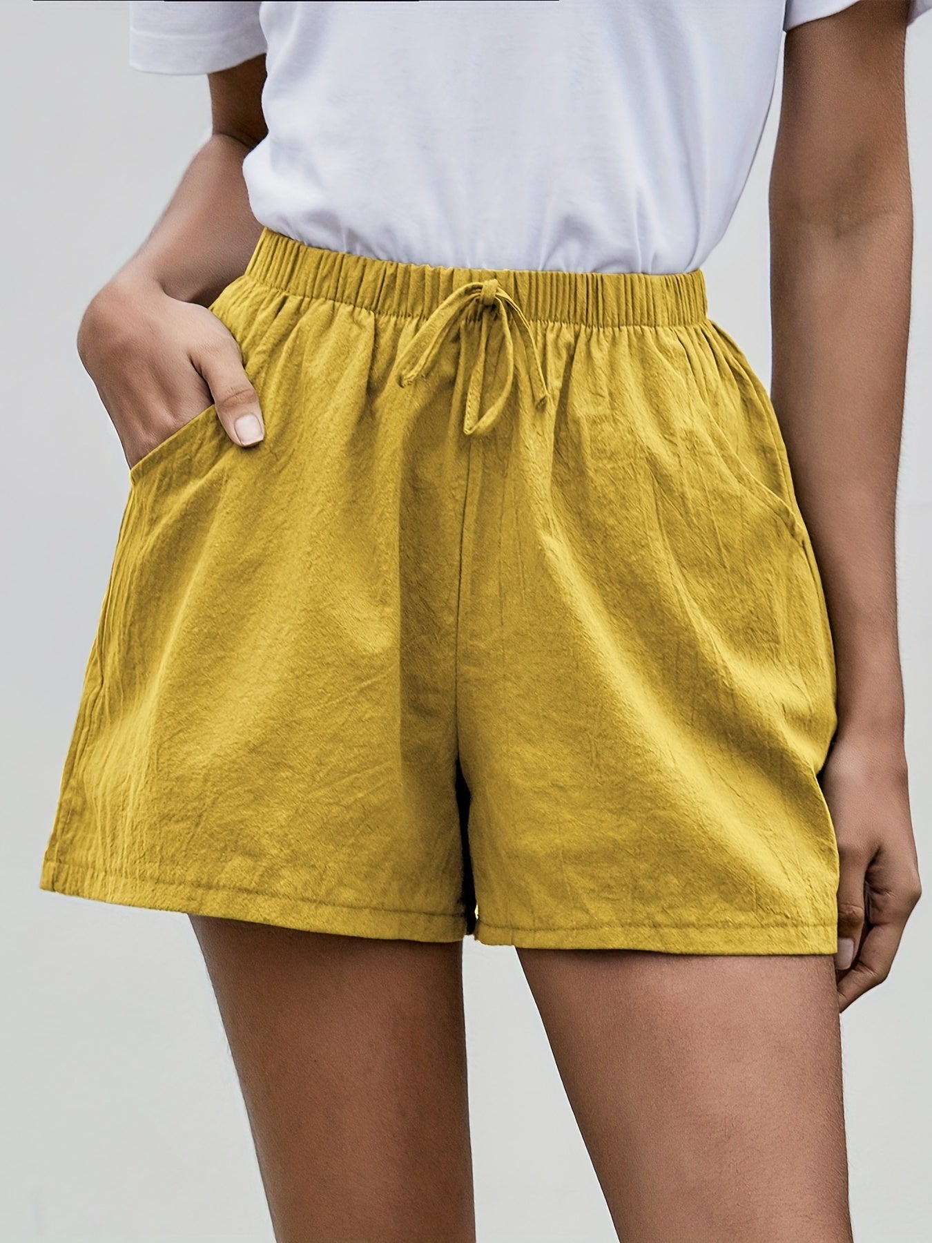 Dual Pockets Elastic Waist Shorts Casual Shorts Spring Summer Women's Clothing