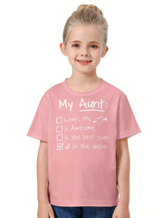 Girls Boys MY AUNT Short Sleeve T-shirt Summer Clothes Sports Gift