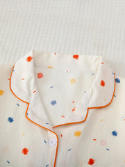 Polka Dot Pajamas Set Short Sleeve Top & Pants Women's Loungewear