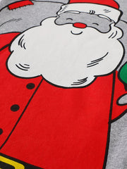 2pc Boys Santa Claus Print Long Sleeve Sweatshirt & Sweatpants Set