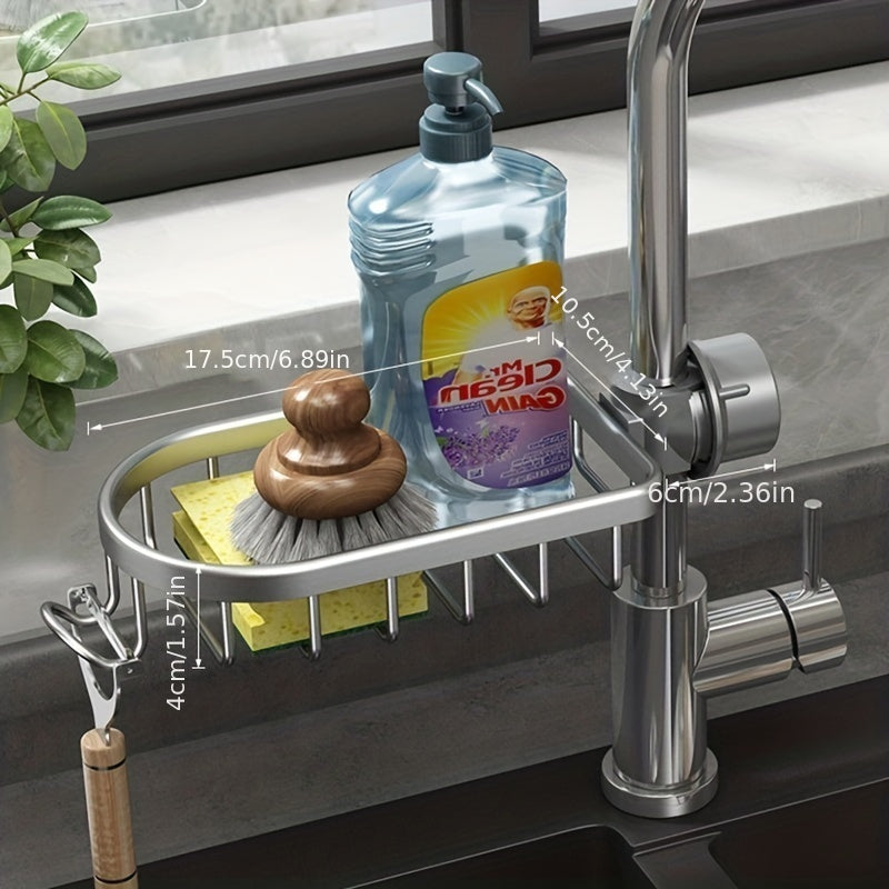 Kitchen Sink Drain Rack Sponge Storage Holder Soap Aluminum Drainer Shelf Basket