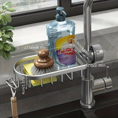 Kitchen Sink Drain Rack Sponge Storage Holder Soap Aluminum Drainer Shelf Basket