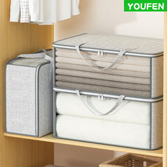 Large Capacity Storage Bag With Handles Portable Non-woven Fabric Clothes Organ