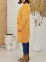 Casual Cardigan Women's Plus Solid Long Sleeve Open Front
