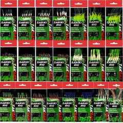 Sabiki Rigs Saltwater Fishing Bait Real Fish Skin Feathered Hooks