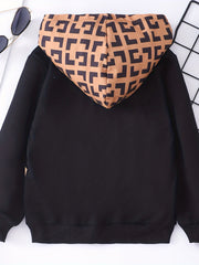 Boys Colorblock Hoodies With Bag Casual Hooded Sweatshirts