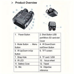 1080P Infrared Night Vision 5X Binocular & Video Camera Dual Use