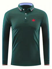 Maple Leaf Print Men's Lightweight Polo Shirt