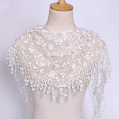 Floral Embroidery Lace Shawl Hollow Out Cape Wrap Triangle Scarf
