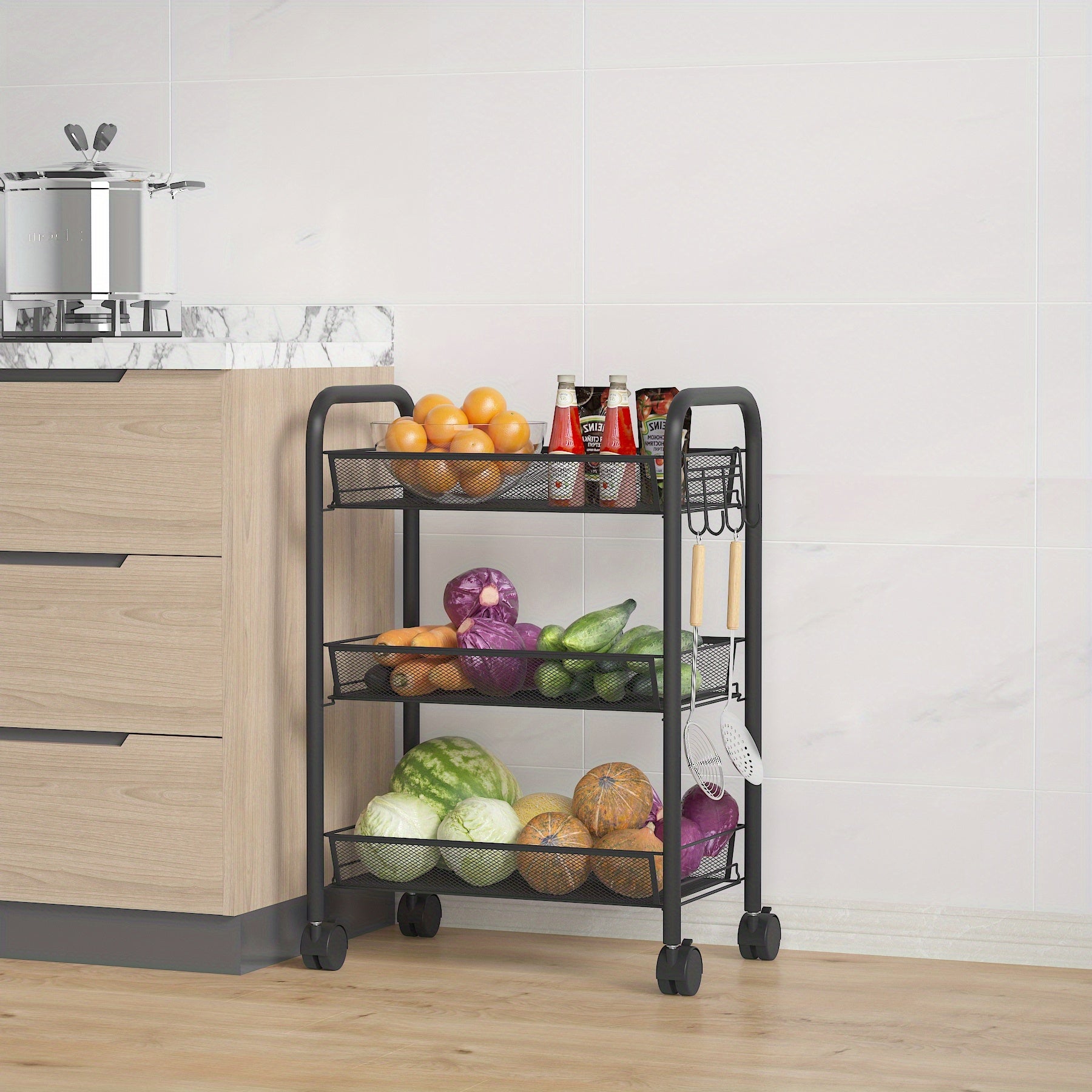 Mesh Rolling Utility Cart - Storage Organization Solution