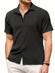 Men's Solid Short Sleeve Shirt for Summer