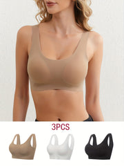 3pcs Seamless Wireless Bras Soft Stretch Women's Lingerie