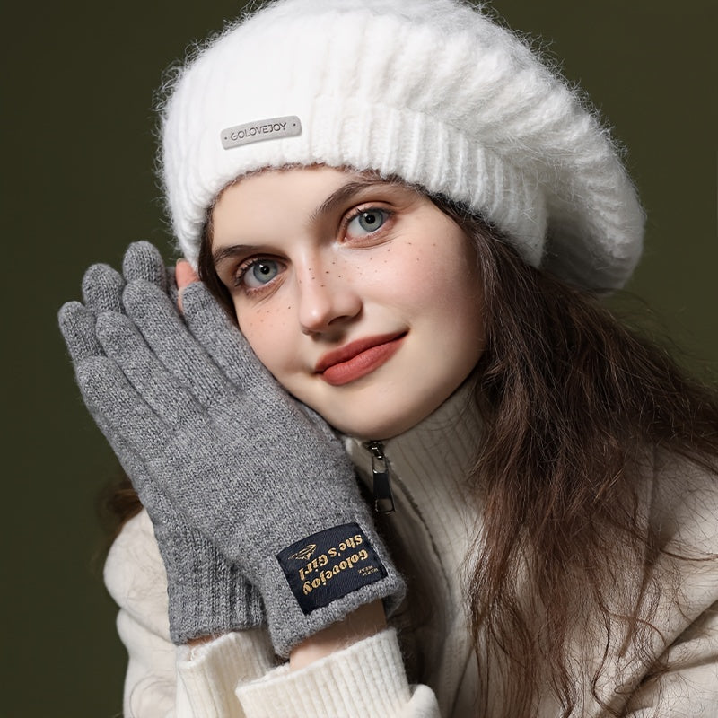 Warm Wool Knitted Gloves Winter Windproof Outdoor Cycling Touch Screen Gloves