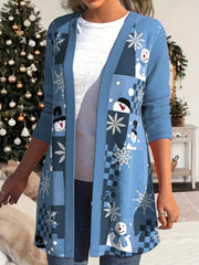 Christmas Casual Cardigan Women's Plus Graphic Print