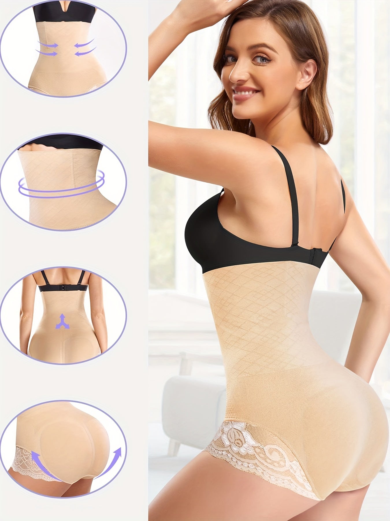 Lace Shaping Panties High Waist Tummy Control Butt Lifting Underwear