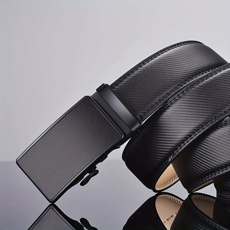 Men's Leather Business Belt Automatic Buckle Belts Adjustable Belt