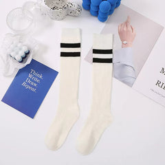 Women's Extra Long Opaque Striped Over Knee High Stockings Socks