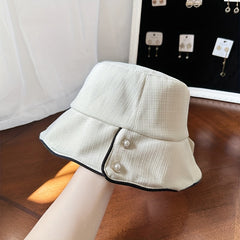 Ruffles Bucket Hat Stripe Decor Casual Fedora Beach Hats