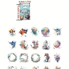46pcs Sea Series Retro Journal Decoration Stickers Self-adhesive Box Stickers