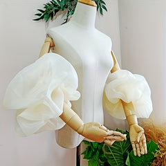 Ruffled Bubble Sleeves Bridal Wedding Dress Accessories 1 Pair