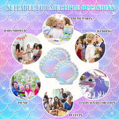 10pcs Mermaid Shell Paper Plate Disposable Silver Stamping Paper Plate