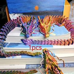 Enchanted Wooden Dragon Figurine 3D Printed Mythical Amphibian Ornament