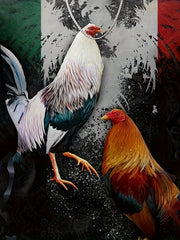 Men's Rooster Pattern Crew Neck Sweatshirt