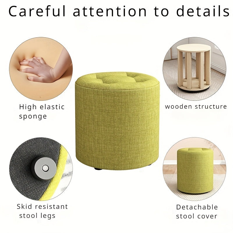 Fabric Wooden Stool Non-Slip for Living Room Shoe Stool Entryway Stackable