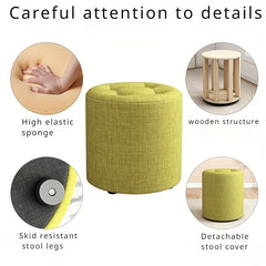 Fabric Wooden Stool Non-Slip for Living Room Shoe Stool Entryway Stackable