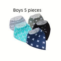 5pcs Cotton Absorbent Baby Triangle Towels Feeding Bibs