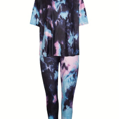 Tie Dye V Neck Tee & Pants Set