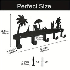Metal Wall Mounted Towel Rack 5 Hooks Rustproof Waterproof Holder