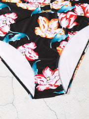 Floral & Chain Print Bikini Set High Stretch Two Piece