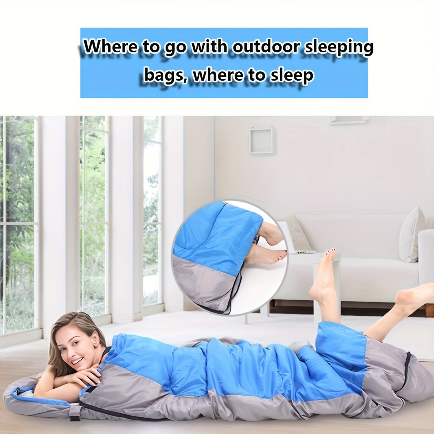 Portable Sleeping Bag for Camping and Fishing, Warm Zero Distance Splicable
