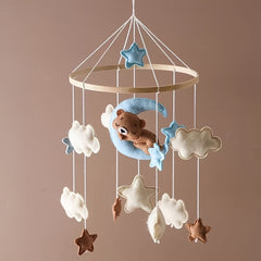Handcrafted Baby Sheep & Moon Bed Bell Animal Shapes Bear Star Accen