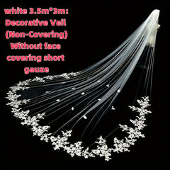 Vintage Lace Bridal Wedding Veil with Floral Patterns Train