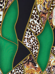 Leopard Colorblock Two piece Set V Neck T shirt & Pleated Pants