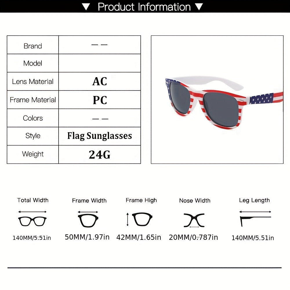 Men's Star Print Striped Sunglasses UV Protection Independence Sunglasses