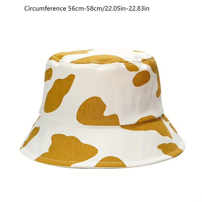 Cow Pattern Cartoon Bucket Hat Lightweight Sunscreen Travel Beach Hats