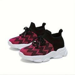Kid's Breathable Lace Up Sneakers Comfy Non Slip Shoes for Outdoor Activities
