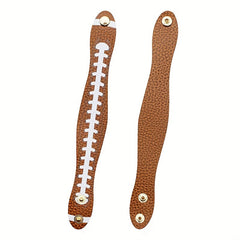 Football Print Leather Bracelet Adjustable Sports Style